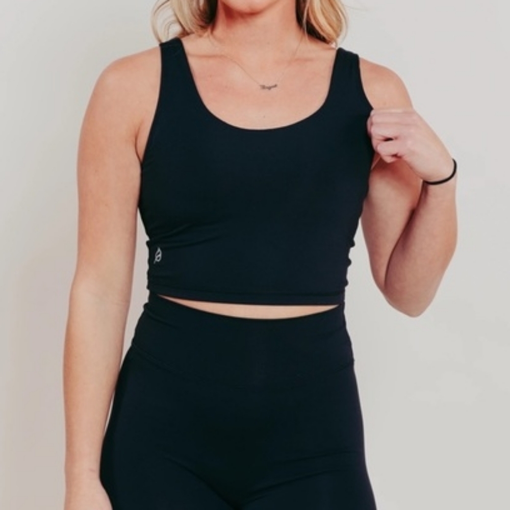 P'tula The Faith Crop Top Black Built In Bra XL / Extra Large